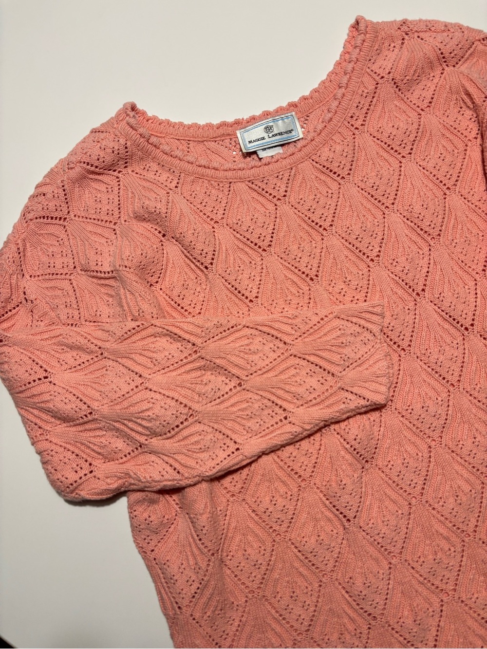 Maggie Lawrence Pink Vintage Long Sleeve Cotton Sweater